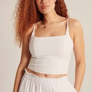 Abercrombie square neck linen blend top - size L